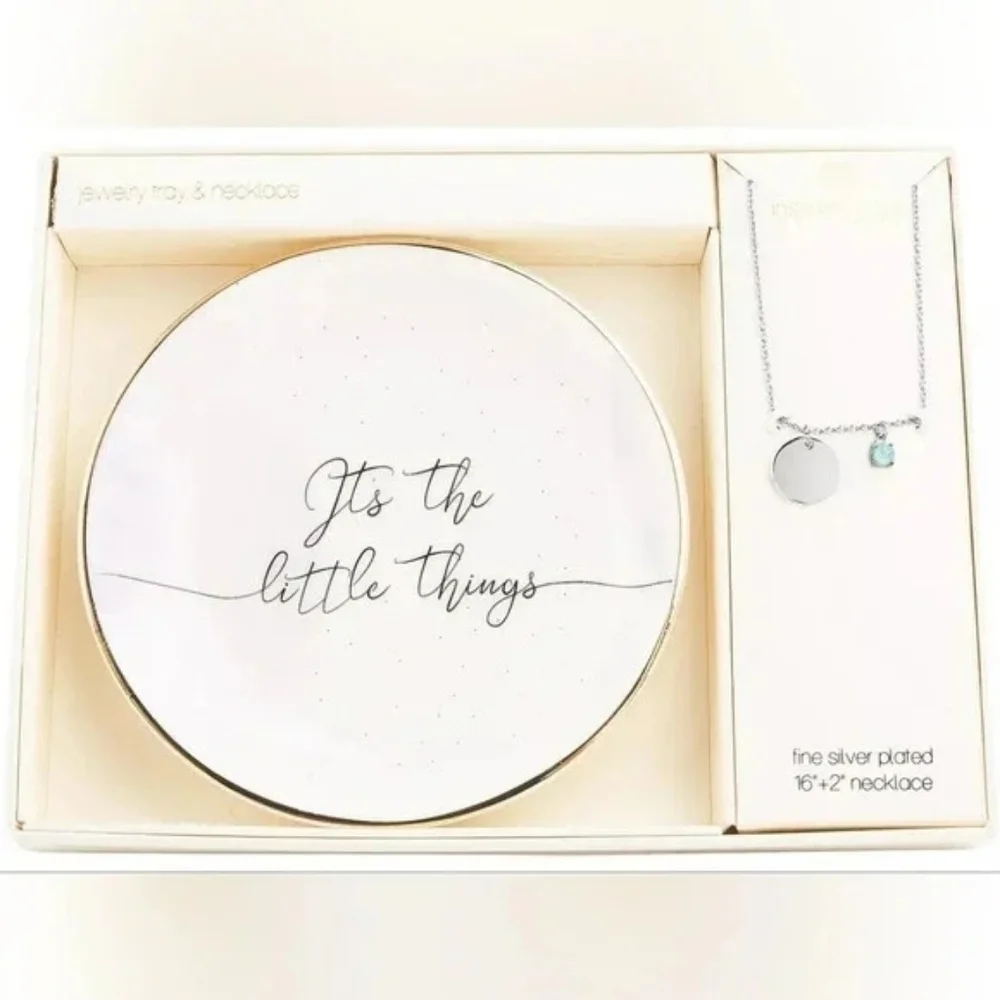 "It's The Little Things" 2pc Pendant Necklace & Trinket Dish Set - Picture 5 of 5